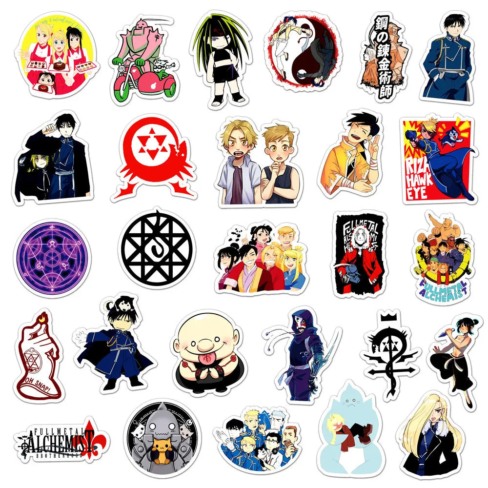 10/30/50PCS Aesthetic Stickers Anime Fullmetal Alchemist Water Bottle Laptop Waterproof Graffiti Decal Sticker Packs Kid Toy