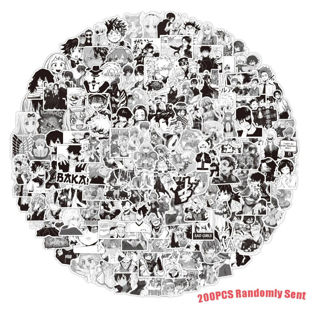10/30/50PCS Black and White Anime Mixed Graffiti Stickers Tokyo Avengers/Volleyball Boys/Zero One/Waterproof Stickers Wholesale