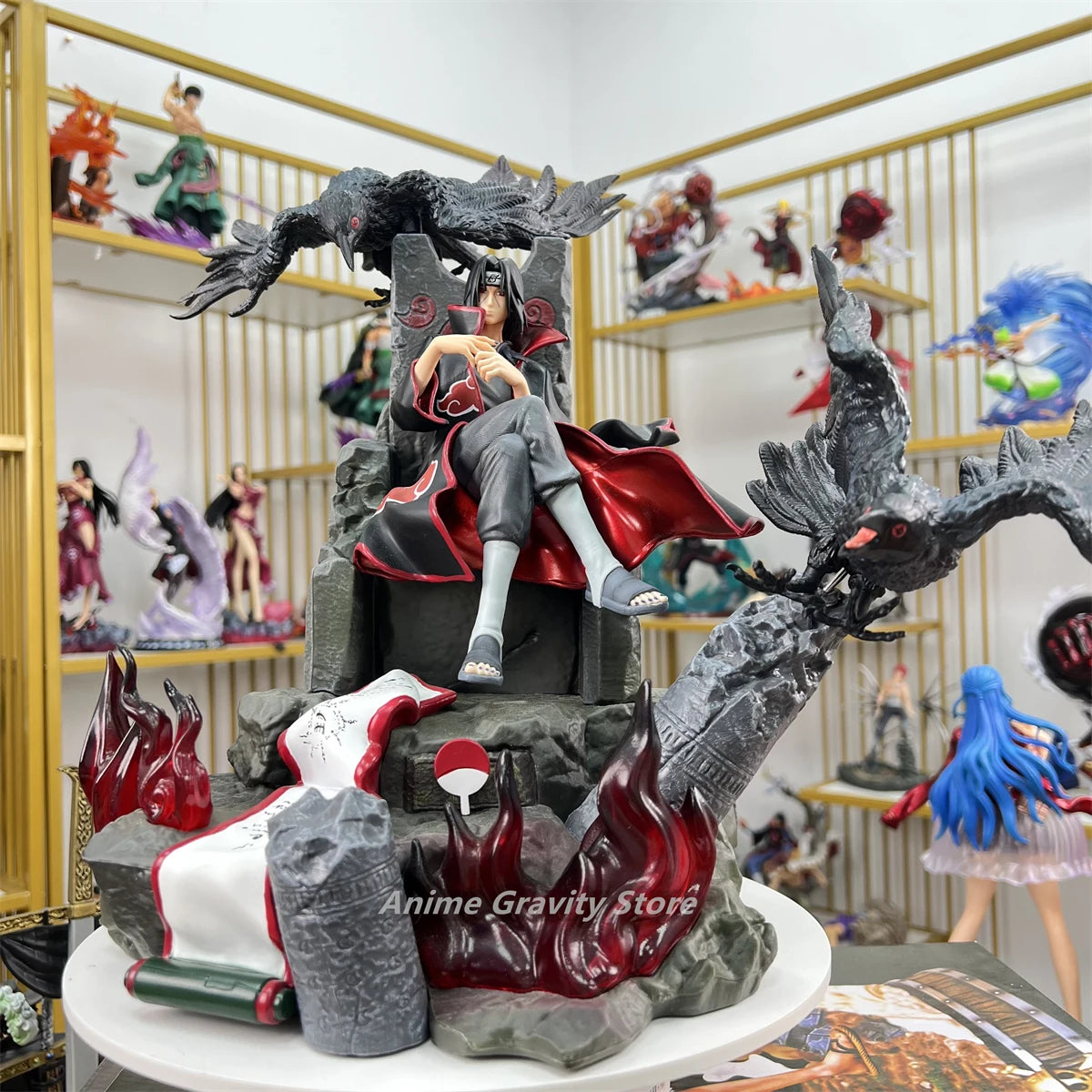 Naruto Anime 35cm GK Throne Uchiha Itachi Action Anime Figures Collection Collectible Model Fidget Children Toys Christmas Gift