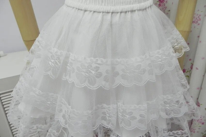 Dulce blanco/negro Cosplay Pettiskirt encaje Lolita enagua/falda tutú