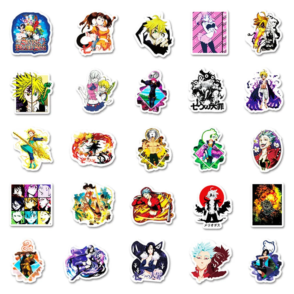 10/30/50PCS Cartoon Seven Deadly Sins Creative Graffiti Diary Laptop Suitcase Guitar Kids Toys Waterproof Stickers Wholesale