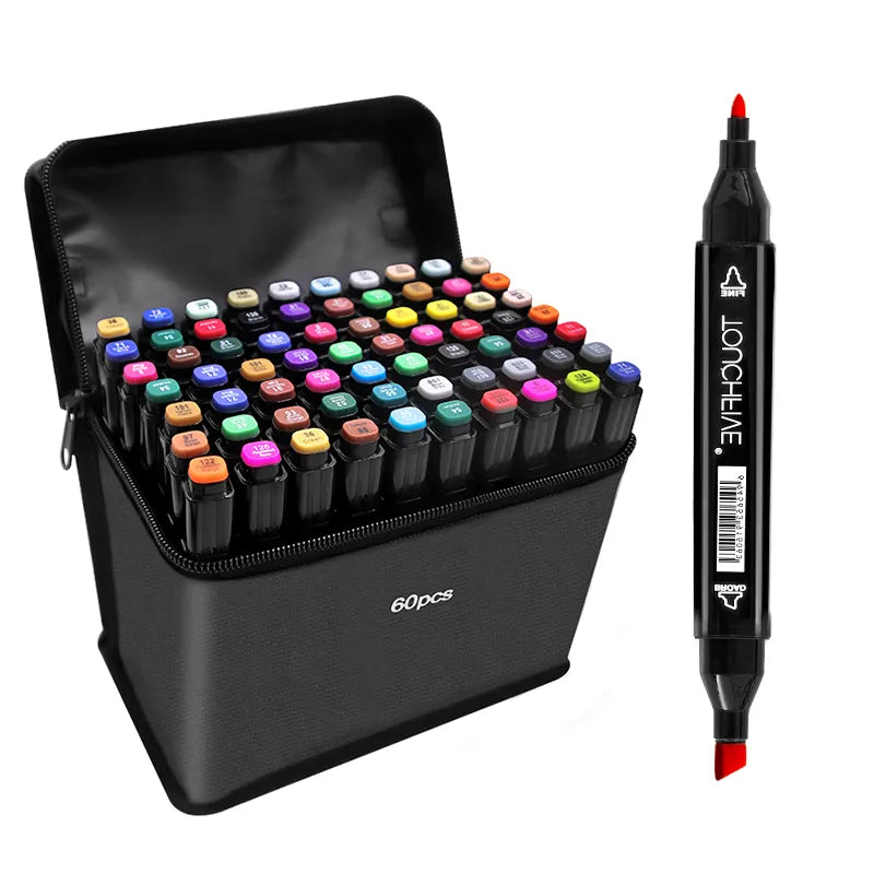 TouchFIVE 30/40/60/80 Color Art Markers Set Dual Headed Artist Sketch Oily Alcohol based Marker For Animation Manga