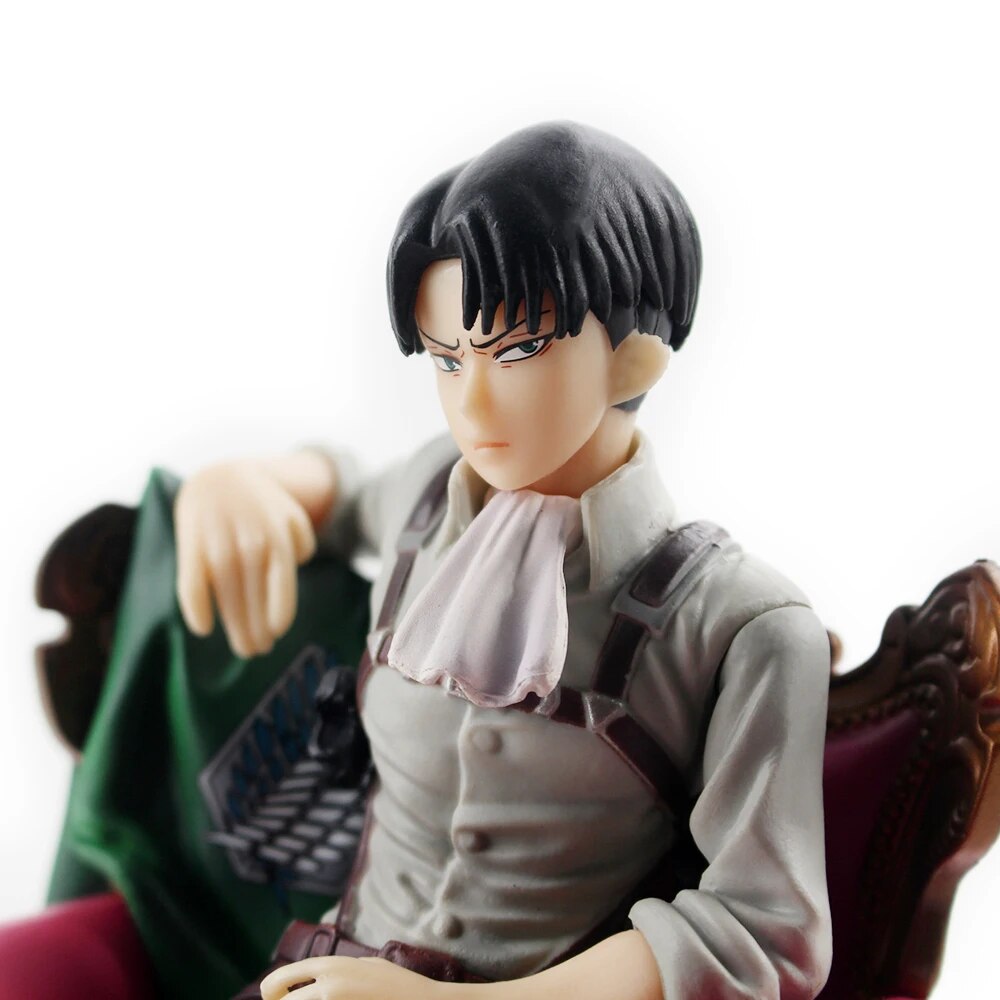 13cm Attack on Titan Levi Ackerman Figure Anime Solider Levi Sleeping Chair Ver. PVC Action Figure Toy