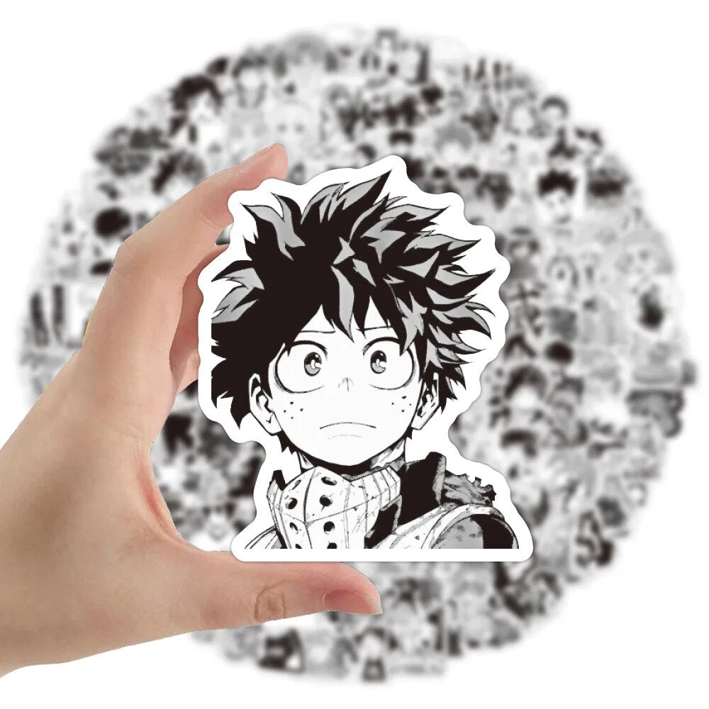 10/30/50PCS Black And White Anime Mixed Graffiti Sticker Tokyo Avengers/My Hero Academia/Demon Slayer Waterproof Sticker Wholesa
