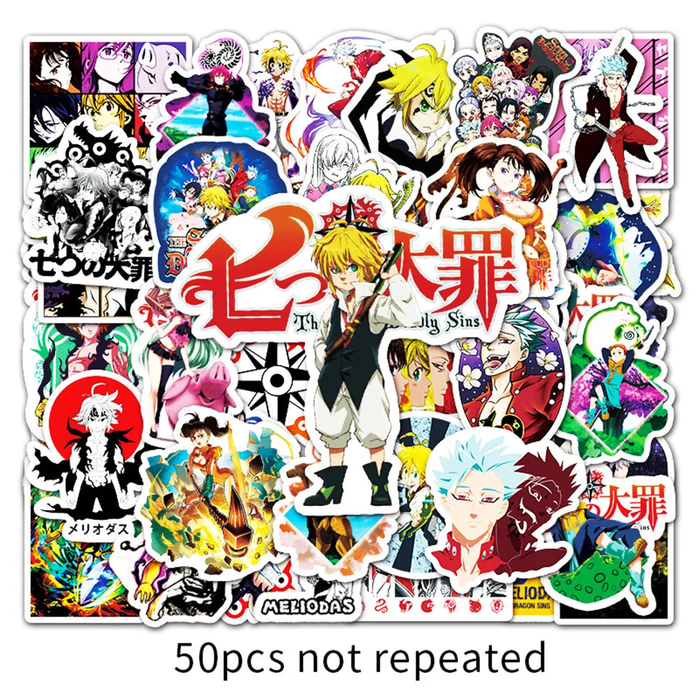 10/30/50PCS Cartoon Seven Deadly Sins Creative Graffiti Diary Laptop Suitcase Guitar Kids Toys Waterproof Stickers Wholesale