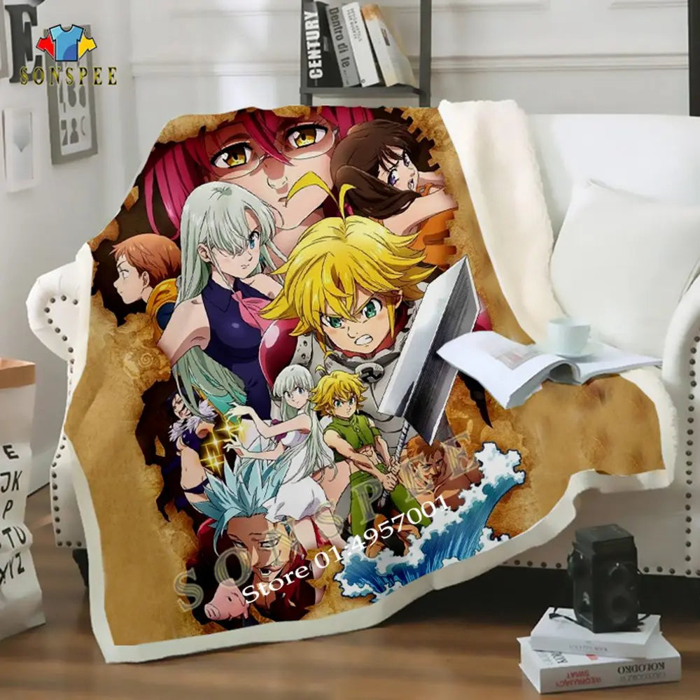SONSPEE The Seven Deadly Sins Diane 3D Printing Plush Fleece Blanket Fashion Quilts Home Washable Duvet Casual Sherpa Blankets