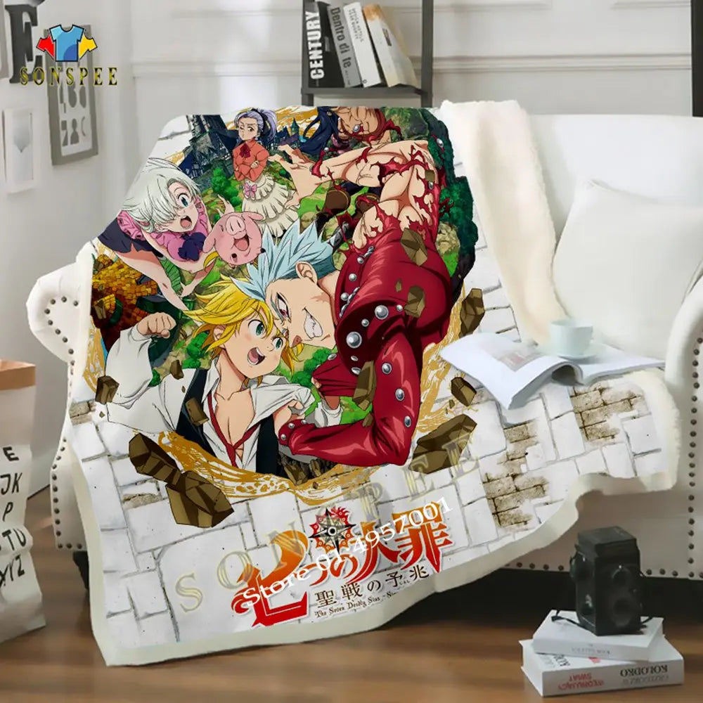 SONSPEE The Seven Deadly Sins Diane 3D Printing Plush Fleece Blanket Fashion Quilts Home Washable Duvet Casual Sherpa Blankets