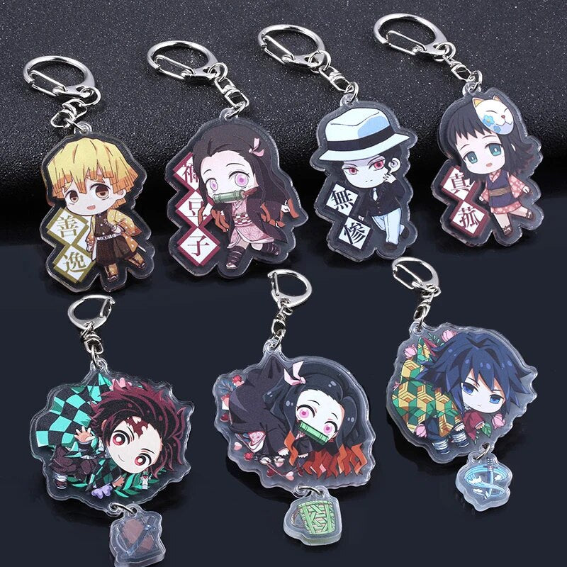 23 Uds Anime Demon Slayer Kimetsu no Yaiba llavero de dos caras lindo acrílico Tanjirou Nezuko llavero joyería