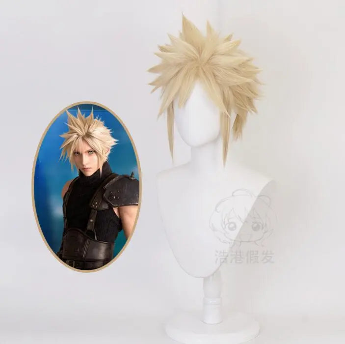 Anime Final Fantasy VII FF7 Cloud Strife Linen Blonde Cosplay Wigs Heat Resistant Hair Wig