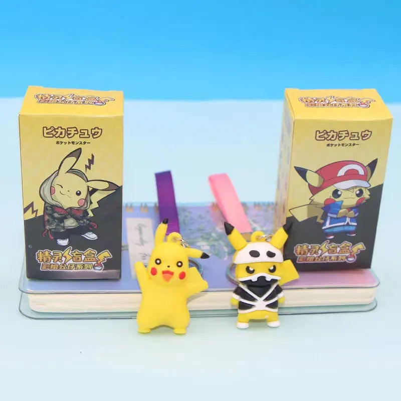 24Pcs/Set Random Pokemon Keychain Kawaii Pikachu Keyring Cute Action Figures for Children Toys Gifts Pendant