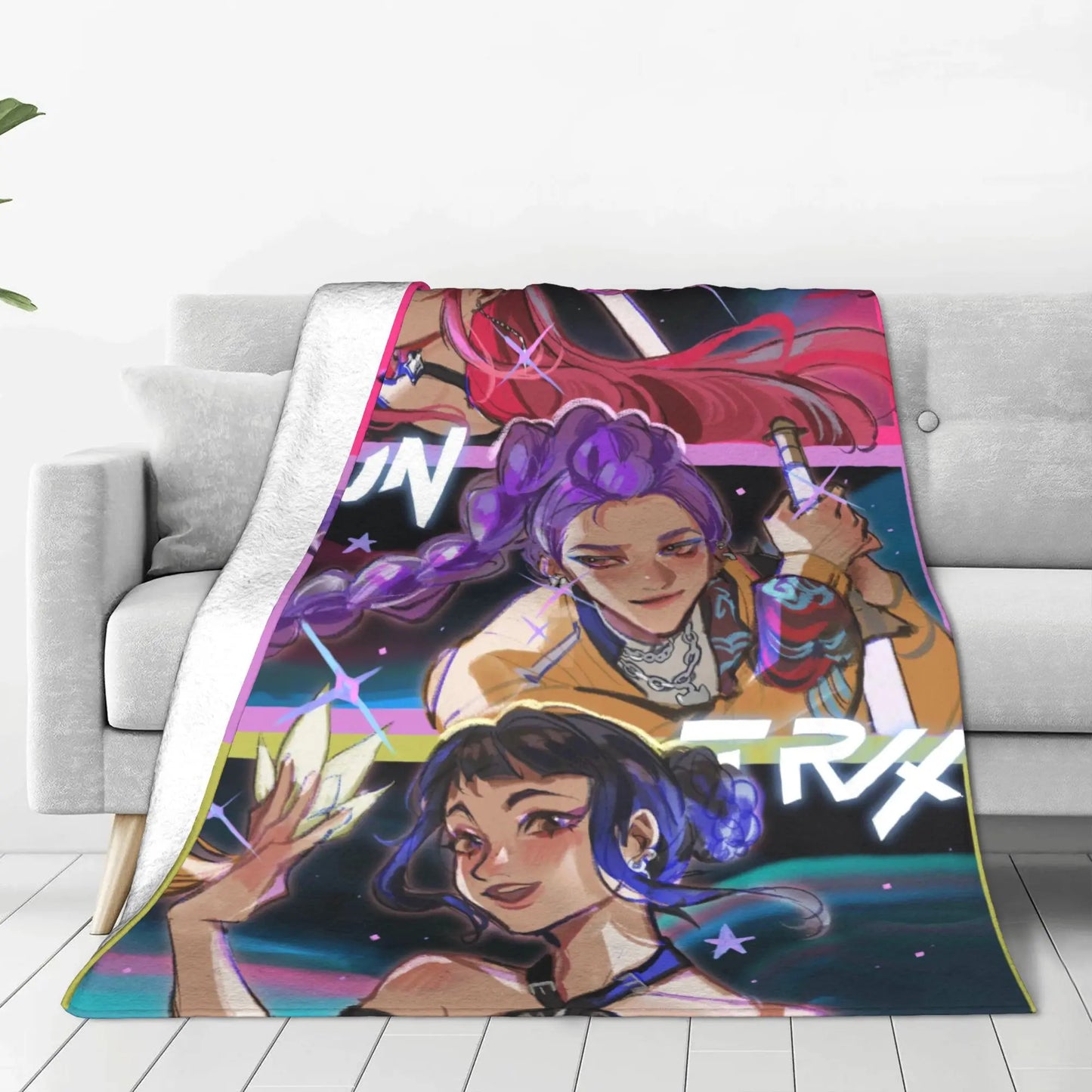 kpop Demon Hunters Huntrix & Saja Boys Blanket  Super Warm Comfortable Plush Throw Blanket Child Home Decor Flannel  Bed Cover
