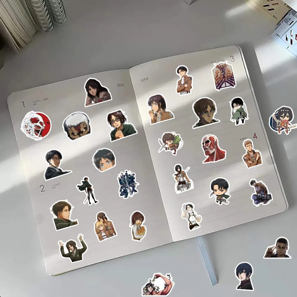 10/30/60PCS Anime Attack On Titan Shingeki no Kyojin Sticker DIY Laptop Luggage Skateboard Graffiti Decals Sticker for Kid Toys