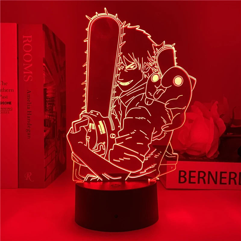 Chainsaw Man Pochita Denji Makima Anime Figure Led Lamp For Bedroom Mange Bedside Table Night Lights Room Decor Birthday Gift