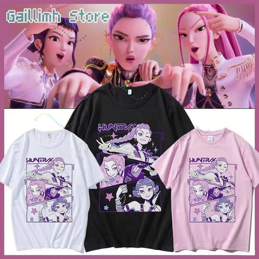 Huntrix Rumi Mira Zoey Roleplay Anime Kpop Demon Girl Power Korean Kawaii Group Cute Cartoon Parents Kids T-Shirt Halloween Cos
