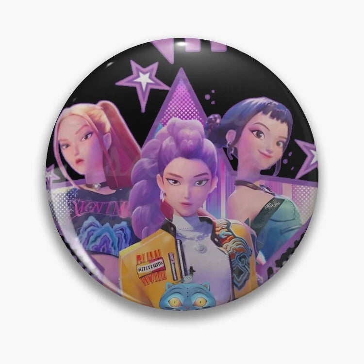 K-Pop Demon Hunters Huntrix Girlgroup Anime Brooch Bag Clothing Hat Badge Accessories Jewelry Gifts