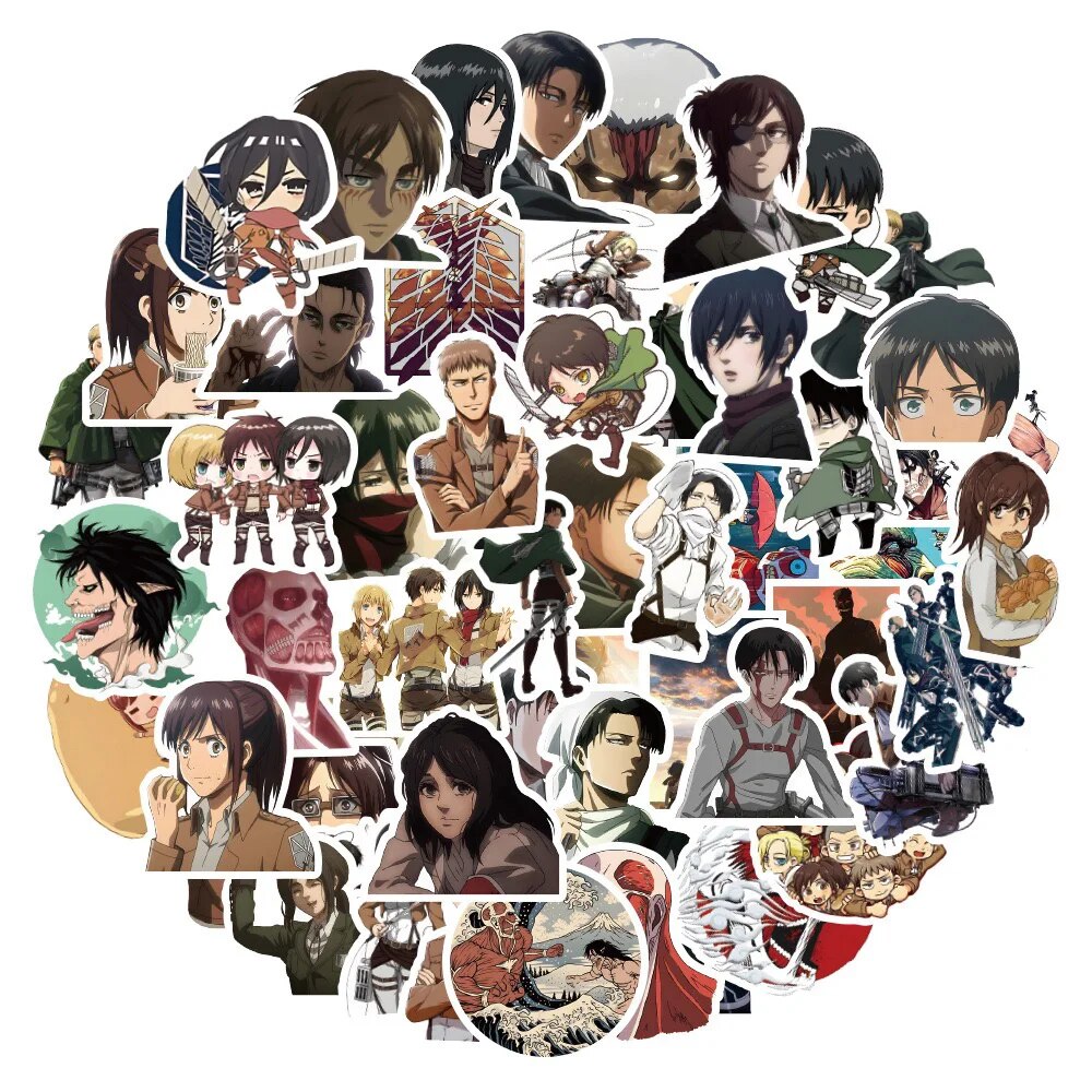 10/30/60PCS Anime Attack On Titan Shingeki no Kyojin Sticker DIY Laptop Luggage Skateboard Graffiti Decals Sticker for Kid Toys