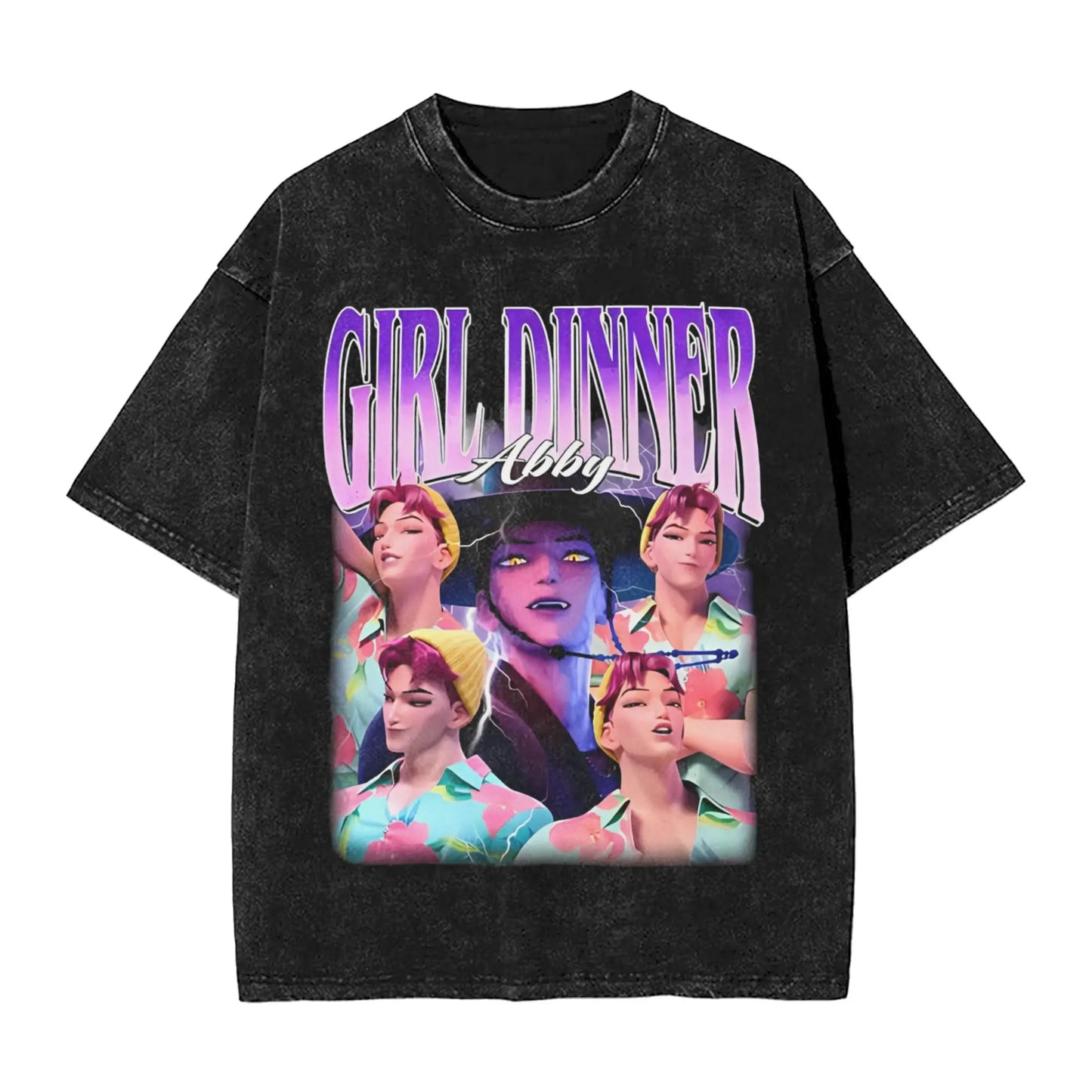 Kpop Demon Hunters Girl Dinner T-Shirt for Men Casual Pure Cotton Tees Crewneck Short Sleeve T Shirt Printing Clothing