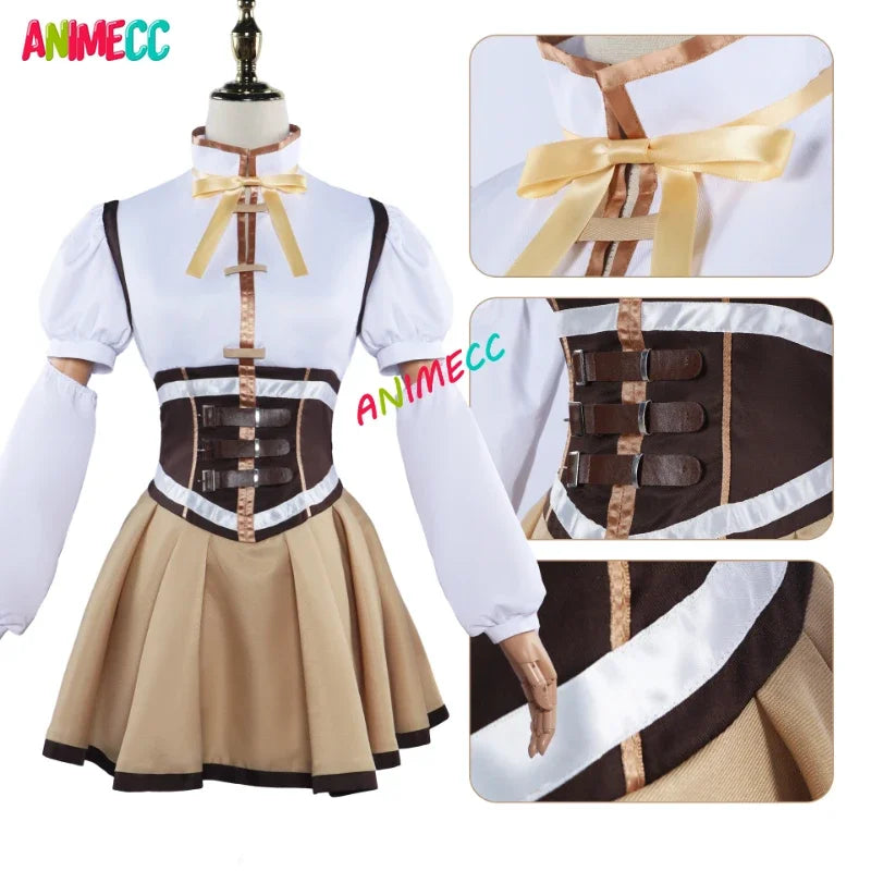 ANIMECC in Stock XS-3XL Tomoe Mami Cosplay Puella Magi Madoka Magica Combats Wig Hat Anime Halloween Party Uniform for Women