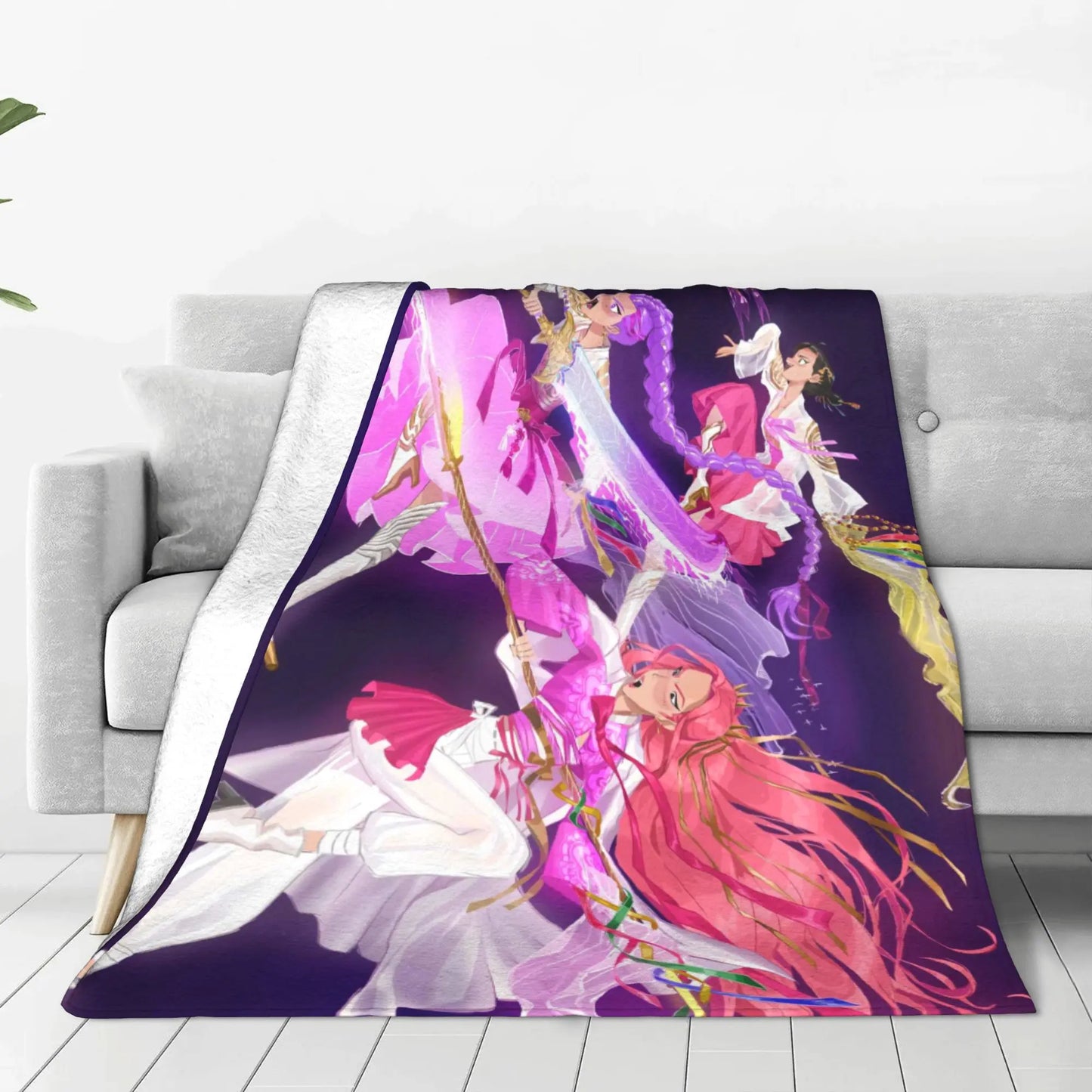 kpop Demon Hunters Huntrix & Saja Boys Blanket  Super Warm Comfortable Plush Throw Blanket Child Home Decor Flannel  Bed Cover