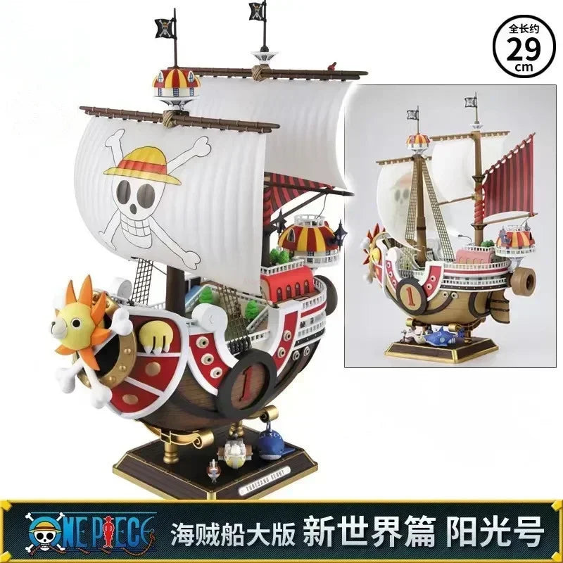 Bandai One Piece Anime Thousand Sunny Going Merry Boat Pvc Action Figure Collection Pirate Model Ship Toy Assemble Christma Gift