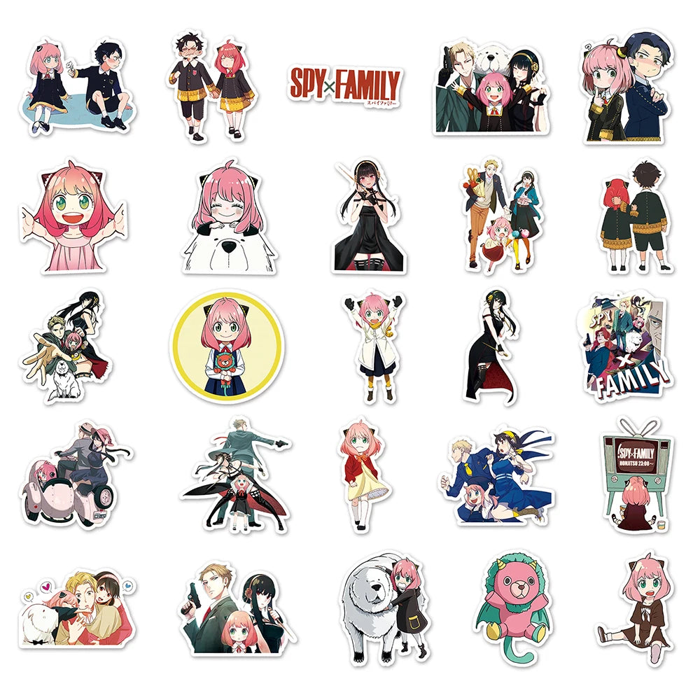 10/30/50pcs Anime Spy X Family Stickers Cartoon Decals Classic Toy DIY Skateboard Laptop Luggage Car Bike Phone Kids Sticker