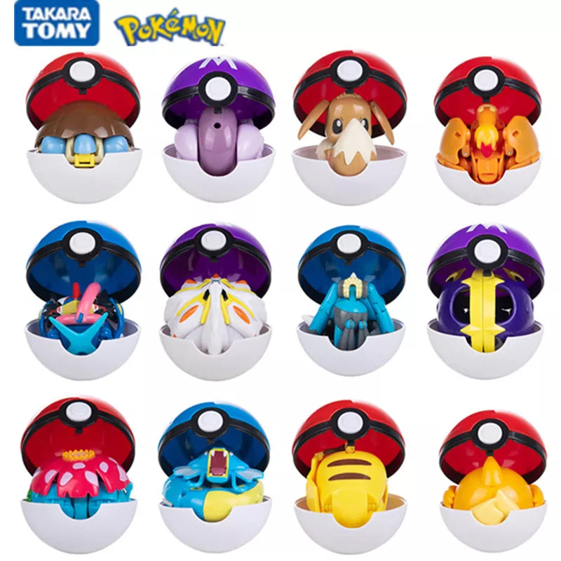 Pokemon Ball Figures Pokeball Genuine Original Box or Without Box Deformation Toy Pikachu Charizard Pocket Monster Model Gift