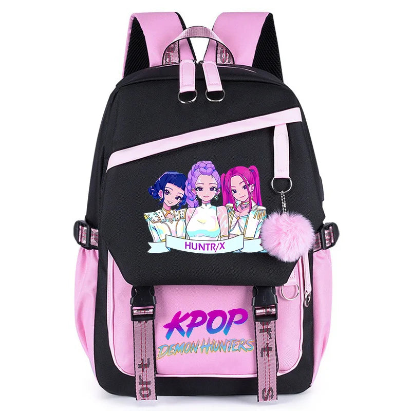 K Pop Demon Hunters School Backpack for Students Daily Mochila 2025 Hot Movie Women Backpacks for Girl Laptop Usb Port Bag Gift