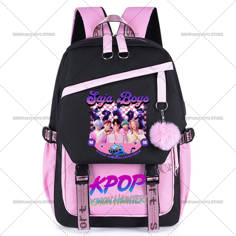 K Pop Demon Hunters School Backpack for Students Daily Mochila 2025 Hot Movie Women Backpacks for Girl Laptop Usb Port Bag Gift