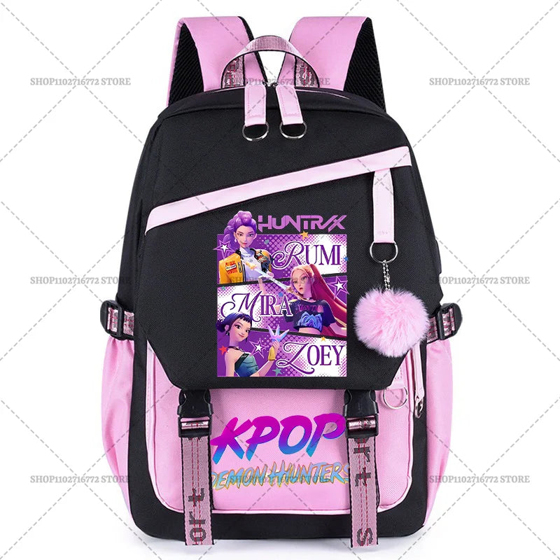K Pop Demon Hunters School Backpack for Students Daily Mochila 2025 Hot Movie Women Backpacks for Girl Laptop Usb Port Bag Gift