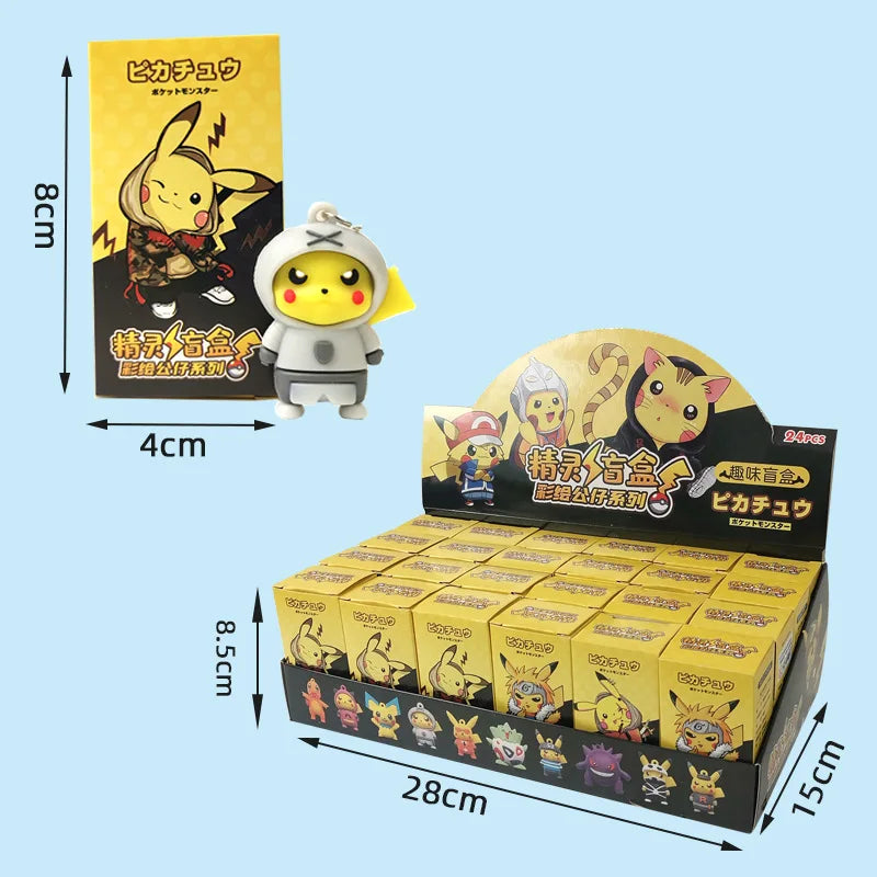24Pcs/Set Random Pokemon Keychain Kawaii Pikachu Keyring Cute Action Figures for Children Toys Gifts Pendant