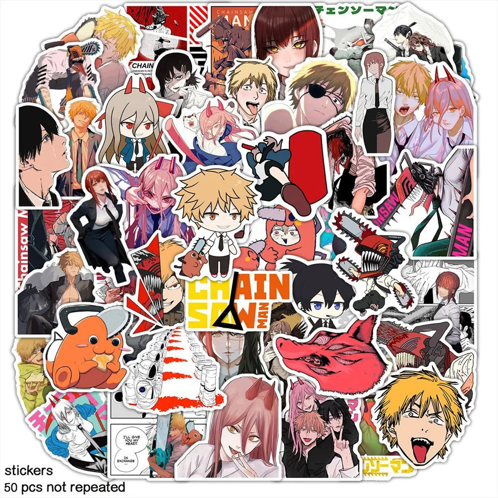 10/30/50PCS Chainsaw Man Chainsaw Man devil hunter personality graffiti sticker water cup car skateboard waterproof wholesale