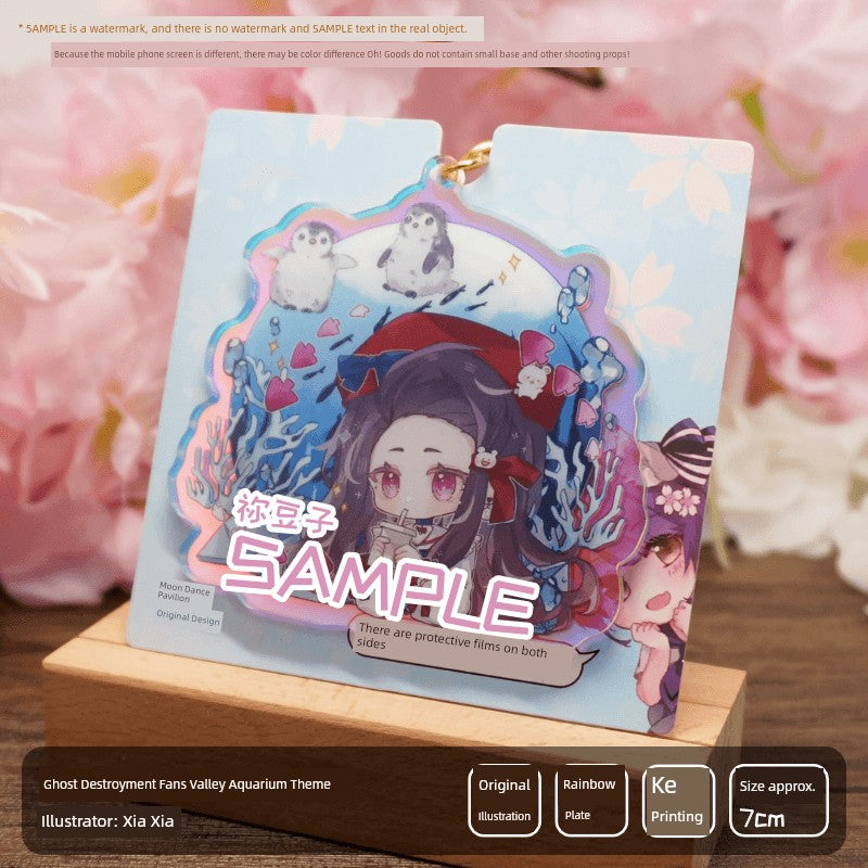 Kimetsu No Yaiba-accesorios periféricos originales para acuario, llavero de mariposa transparente sin insignia de Ichiro