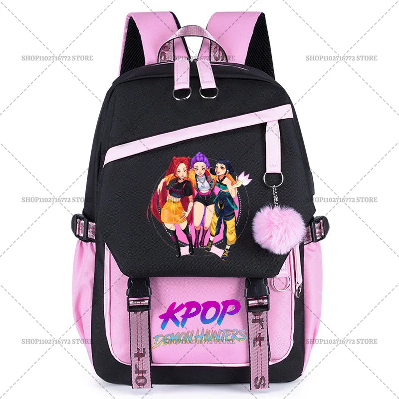 K Pop Demon Hunters School Backpack for Students Daily Mochila 2025 Hot Movie Women Backpacks for Girl Laptop Usb Port Bag Gift