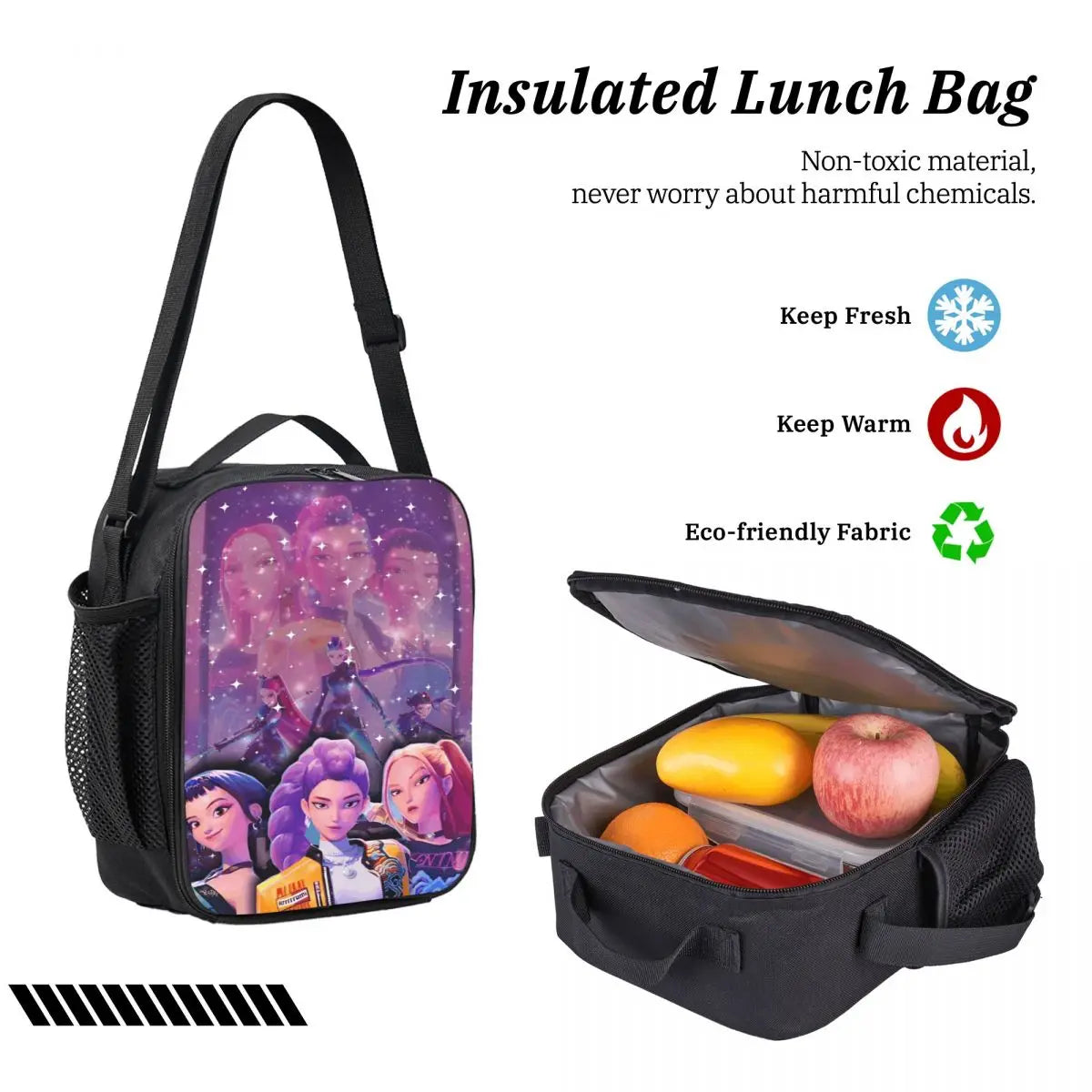 Kpop Demon Hunters Huntrix Movie Backpack Lunch Box Pen Bags for Boys Girls Kindergarten Backpacks Cute School bag Bookbag Set
