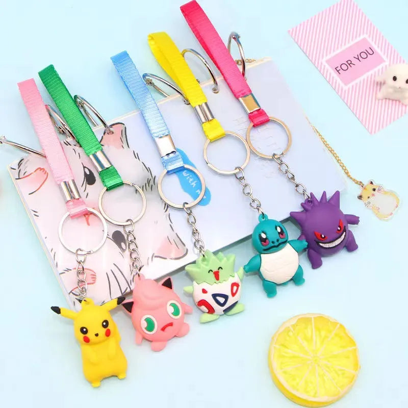 24Pcs/Set Random Pokemon Keychain Kawaii Pikachu Keyring Cute Action Figures for Children Toys Gifts Pendant
