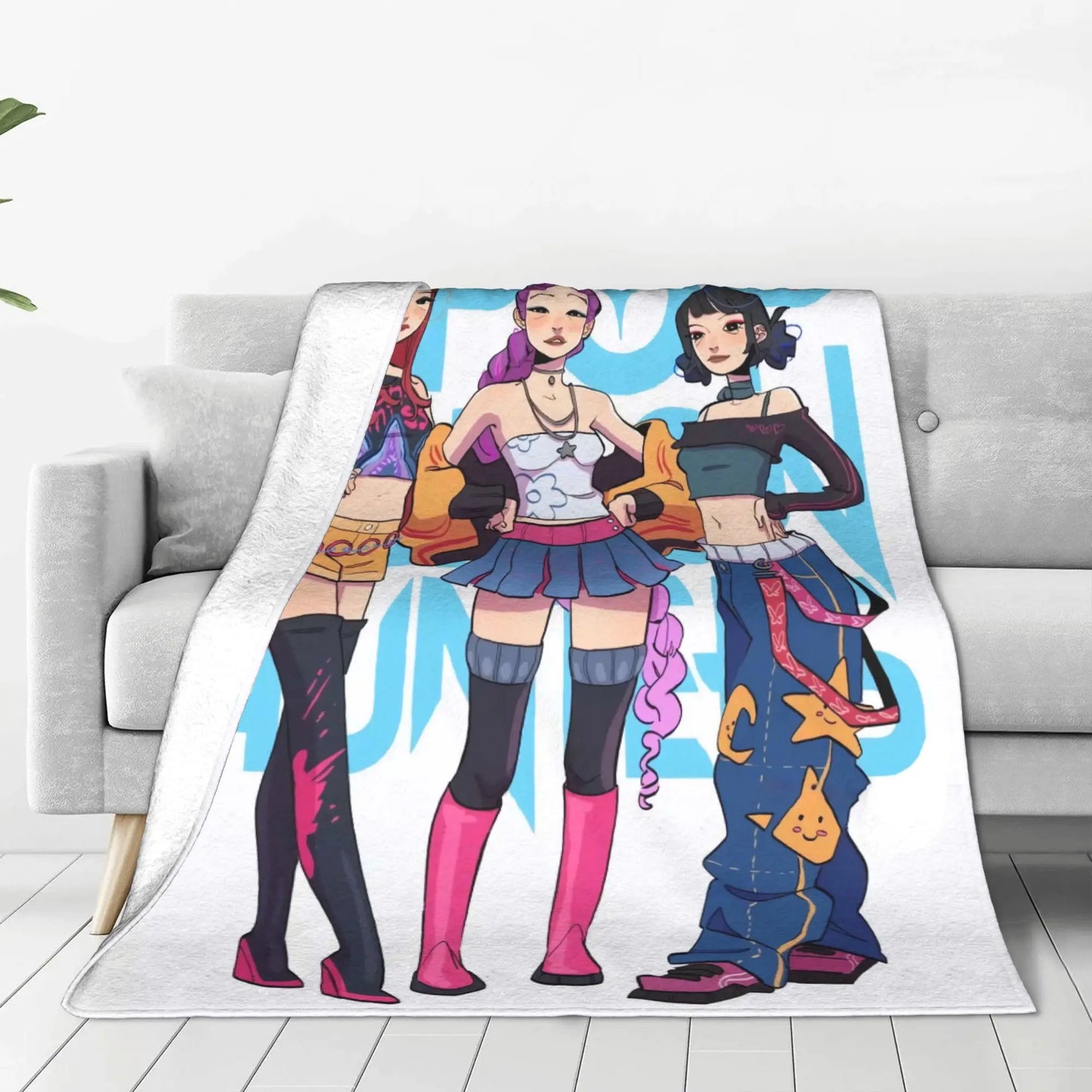 kpop Demon Hunters Huntrix & Saja Boys Blanket  Super Warm Comfortable Plush Throw Blanket Child Home Decor Flannel  Bed Cover