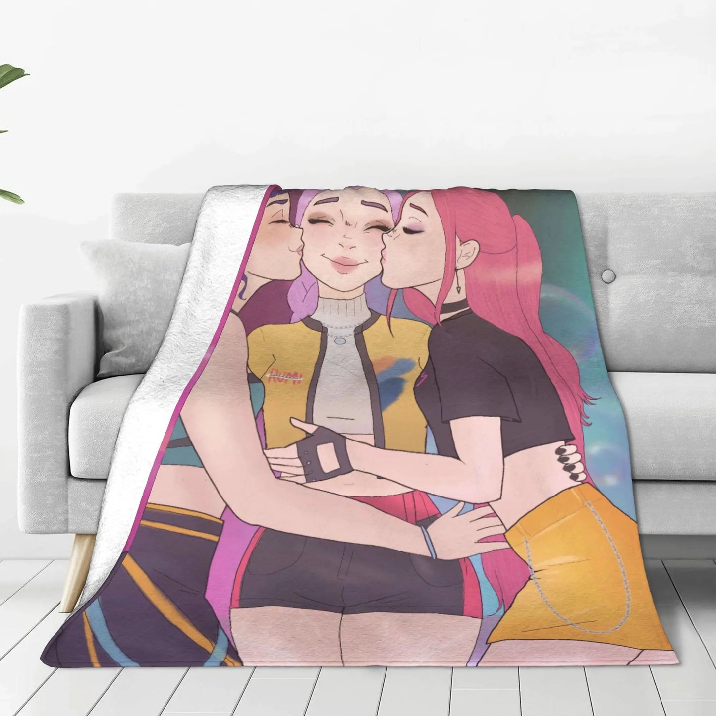 kpop Demon Hunters Huntrix & Saja Boys Blanket  Super Warm Comfortable Plush Throw Blanket Child Home Decor Flannel  Bed Cover