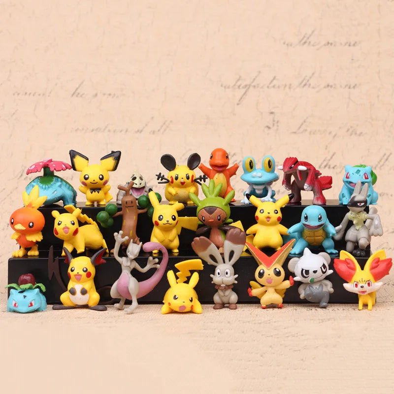 24 unids/set 4-5cm Pokemon Pikachu figuras de Anime juguetes para niños regalos de navidad dibujos animados Pokemon muñecas MODELO DE figura de acción juguetes Set