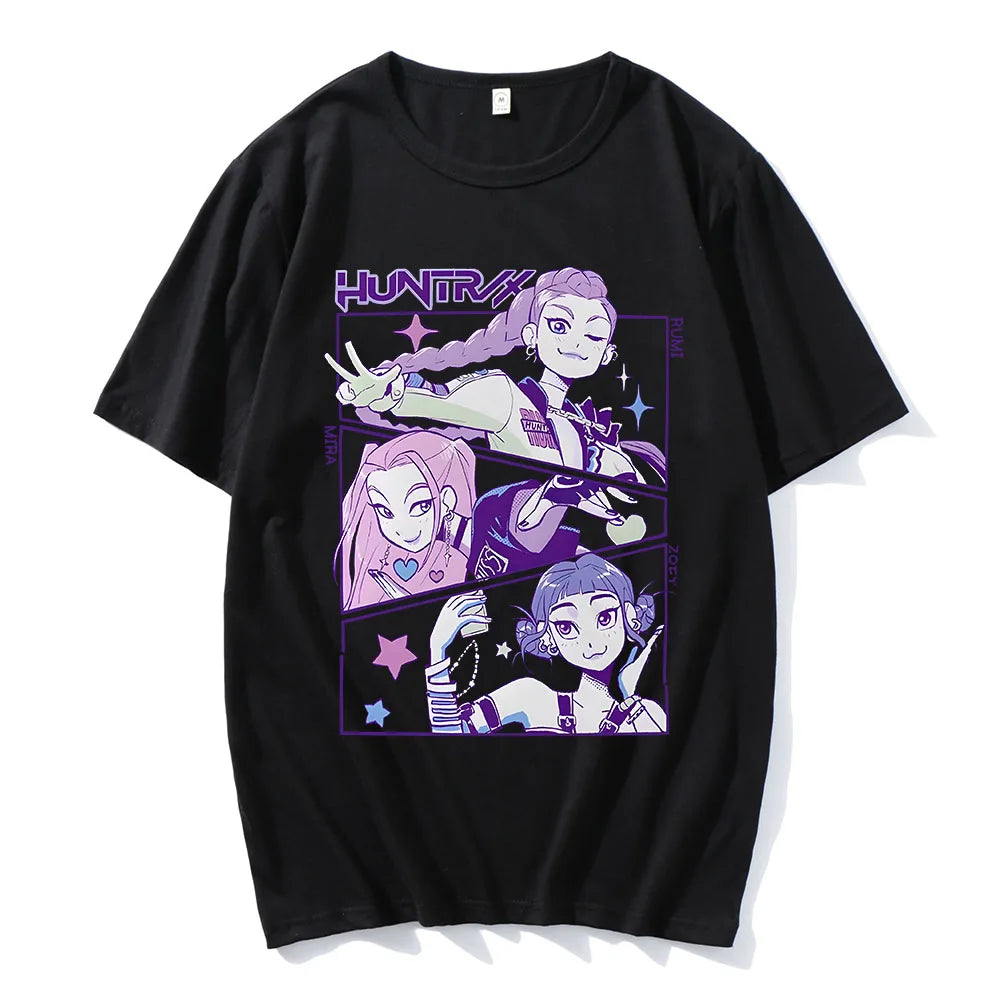 KPop Demon Hunters T-shirt Summer Short Sleeve Male Tshirts O-neck Cotton Fashion 2025 Movie T Shirt Casual Unisex Streetwear