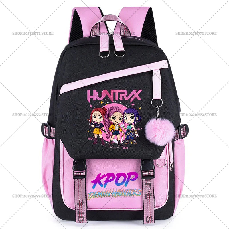 K Pop Demon Hunters School Backpack for Students Daily Mochila 2025 Hot Movie Women Backpacks for Girl Laptop Usb Port Bag Gift