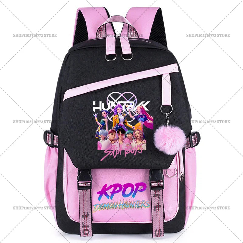 K Pop Demon Hunters School Backpack for Students Daily Mochila 2025 Hot Movie Women Backpacks for Girl Laptop Usb Port Bag Gift
