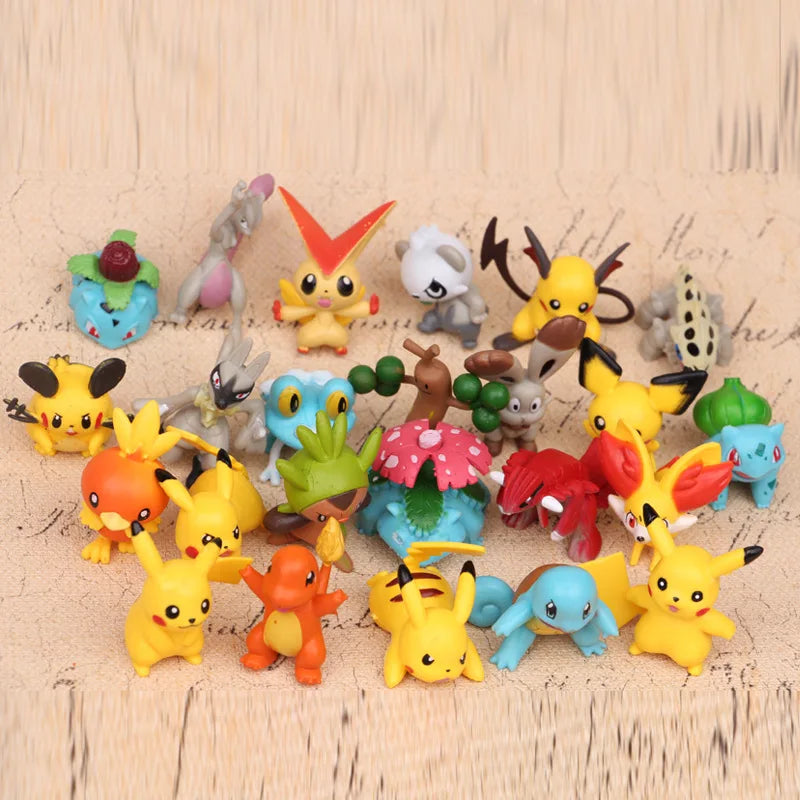 24 unids/set 4-5cm Pokemon Pikachu figuras de Anime juguetes para niños regalos de navidad dibujos animados Pokemon muñecas MODELO DE figura de acción juguetes Set