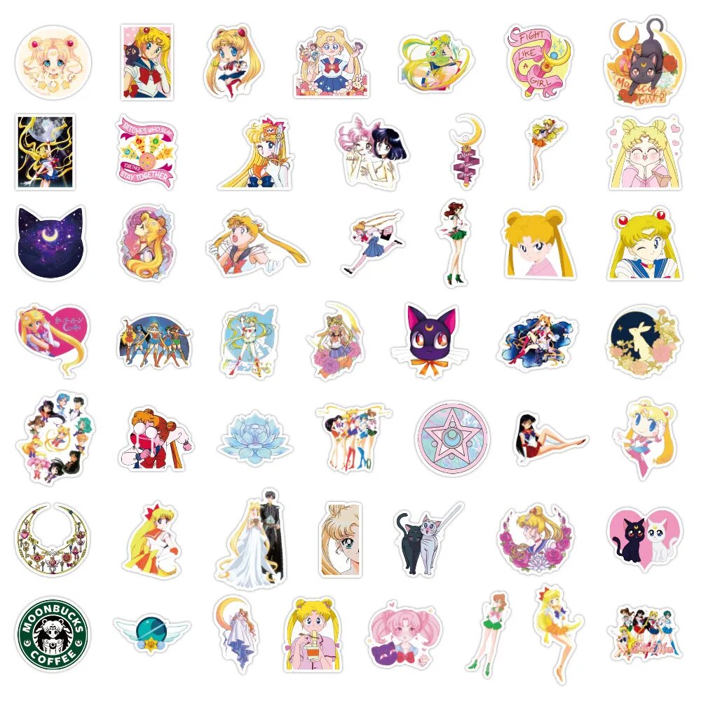 10/30/50PCS Cartoon Sailor Moon Cartoon Graffiti Personality Trend Guitar Decoration Sticker Water Cup Suitcase StickerWholesale