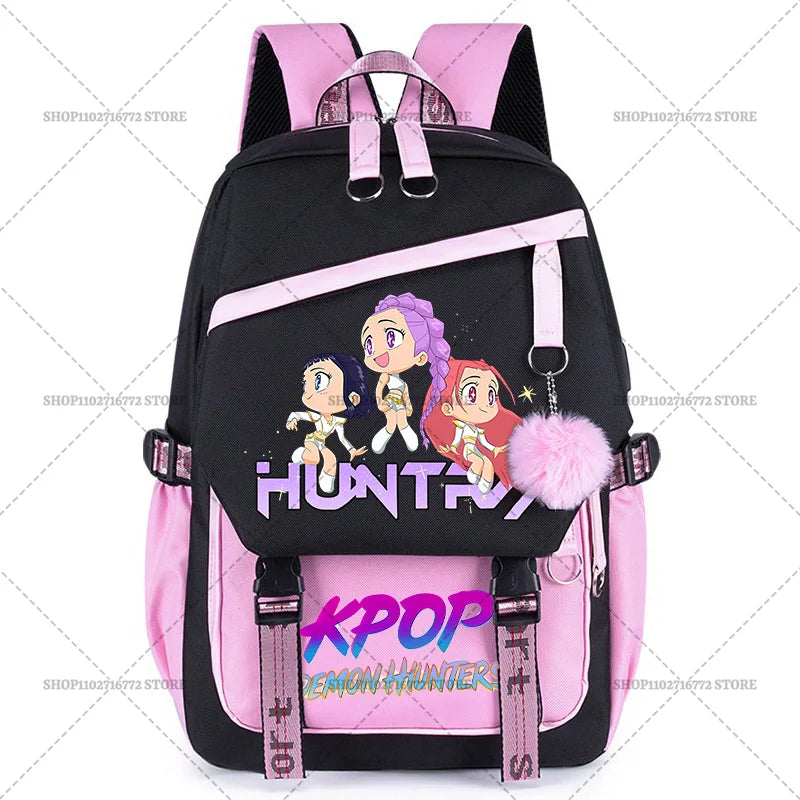 K Pop Demon Hunters School Backpack for Students Daily Mochila 2025 Hot Movie Women Backpacks for Girl Laptop Usb Port Bag Gift