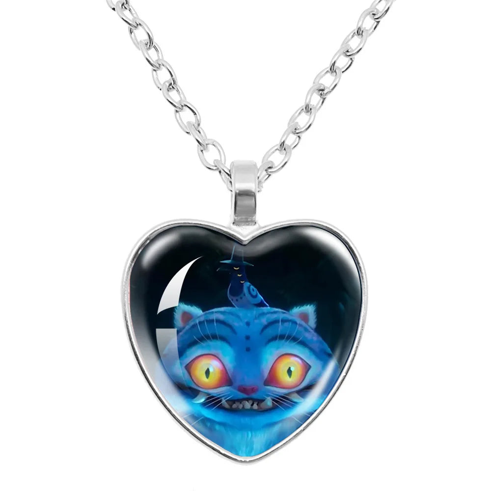 Kpop Demon Hunters Necklace Movie Anime Glass Heart Pendant Women Charms Accessories Creative Cosplay Girl Birthday Gift Jewelry