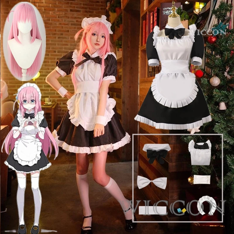 Gotou Hitori Cosplay Bocchi The Rock Gotou Hitori Cosplay Costume JK Uniform Pink Jacket Skirt Wig Suit Halloween Anime Cosplay