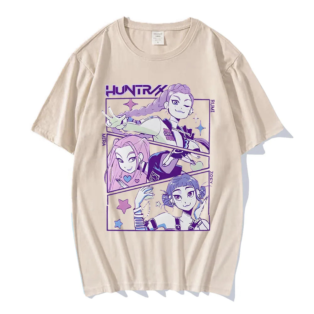 KPop Demon Hunters T-shirt Summer Short Sleeve Male Tshirts O-neck Cotton Fashion 2025 Movie T Shirt Casual Unisex Streetwear
