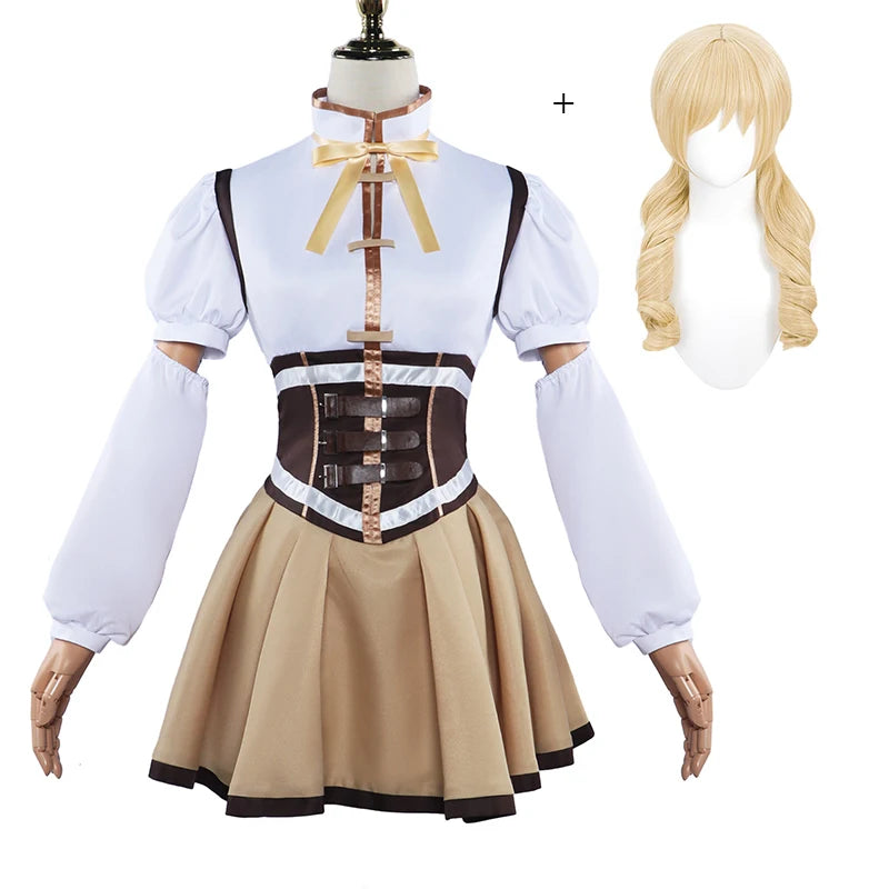 ANIMECC in Stock XS-3XL Tomoe Mami Cosplay Puella Magi Madoka Magica Combats Wig Hat Anime Halloween Party Uniform for Women