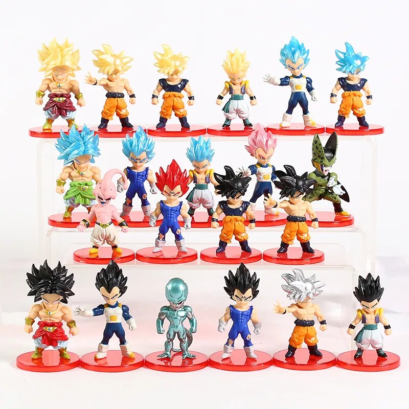 Dragon Ball Z Super Saiyan Son Goku Gohan Vegeta Gogeta Piccolo Majin Buu Cell Q Version Figures Toys Dolls Set
