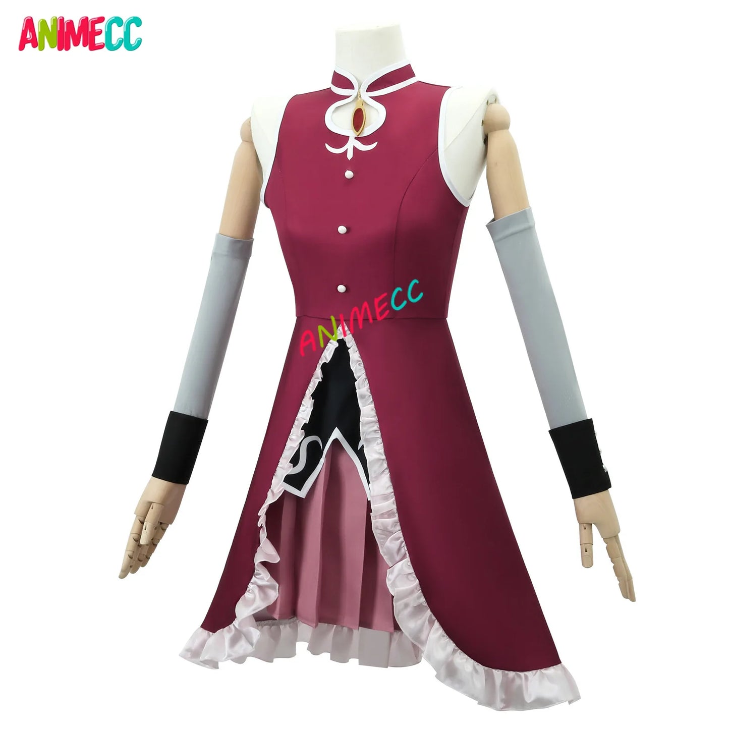 ANIMECC in Stock XS-2XL Sakura Kyoko Cosplay Puella Magi Madoka Magica Combats Wig Anime Halloween Party Costume for Women Girls